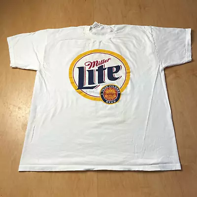 Vintage 90's Miller Lite Beer XL White Short Sleeve T-Shirt • $14.99