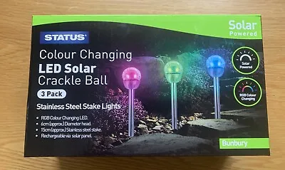 3 X Solar LED Garden Lights Post Patio Path Outdoor Lighting Colour Changing • £9.95