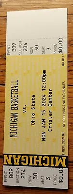 1/15/2024 Michigan Wolverines Vs Ohio State Basketball Ticket Stub Fab 5 Reunion • $29.99