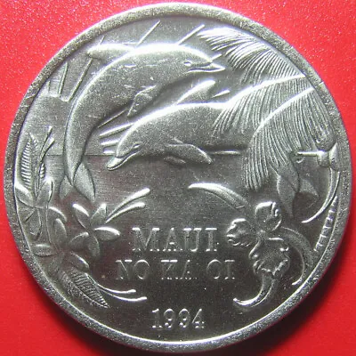 1994 HAWAII MAUI $1 TRADE DOLLAR DOLPHINS FLOWERS RISING SUN CU-NI (no Silver) • $15