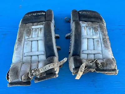 Vintage Set Of Leather Hockey Goalie Pads 28  Long VAUGHN VPG700 DECORATION • $149.98