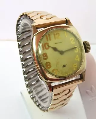 Vintage 1930 Mens Trench Waltham Riverside 21'j Military Wrist Watch Gold Filled • $179.95
