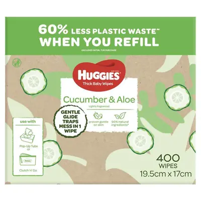 $20.69 • Buy Huggies Cucumber & Aloe Wipes 400 Pack