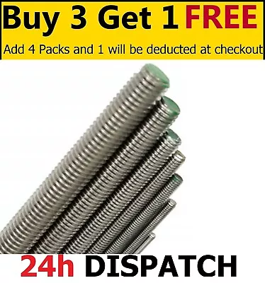 £7.99 • Buy Threaded Rod -  M3 - M30 Threaded Bar 1000mm Steel Zinc Plated - MULTI VARIATION
