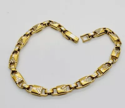 MICHAEL KORS 925 Sterling Gold Tone MK LOCK Logo Link Bracelet 7.25 In • $34.20