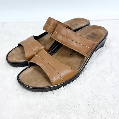 Mephisto Mobils Sandals Brown Leather Double Straps Low Heel Size 42 = 11.5 • $29.95