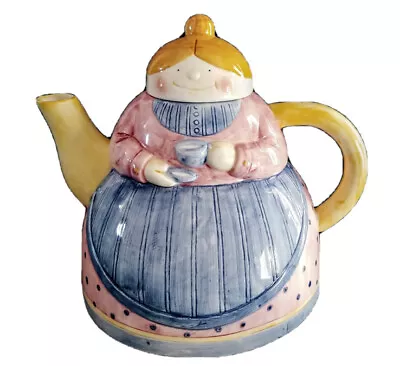 Vintage Roshco Collectible Ceramic Teapot 1995 Farmhouse Farmer Country Mama • $18.99