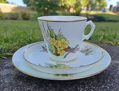 £4.99 • Buy Victorian China Tea Trio Cup & Saucer Primrose Flowers