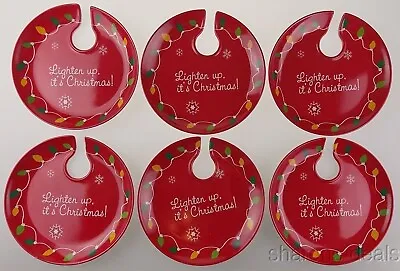 Set 6 EarthAware Holiday Appetizer Plate 8  Lighten Up Its Christmas Wine Glass • $16.37