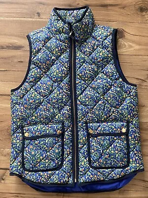 J CREW EXCURSION VEST LIBERTY OF LONDON CATESBY FLORAL Blue Down Womens Med • $29.99