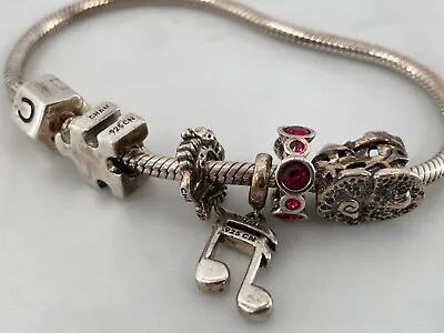 Chamilia Sterling Silver Dangle Charm Bracelet Castle Music Puzzle Seahorse 7in • $59.49