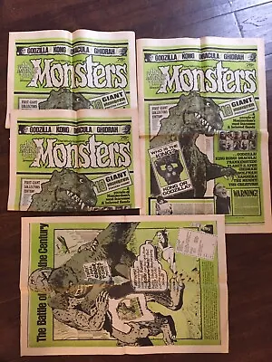 4x Horror Magazine/Newspaper The Monster Times 1st Giant Edition Godzilla Kong • $50