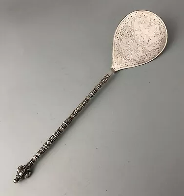 Large Antique Solid Silver Norwegian Serving Spoon Marius Hammer 112g A70017 • £165