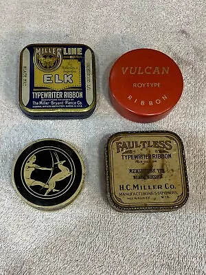 Vintage Typewriter Ribbon Tins H.C. Miller Vulcan True Mark Miller Line • $40