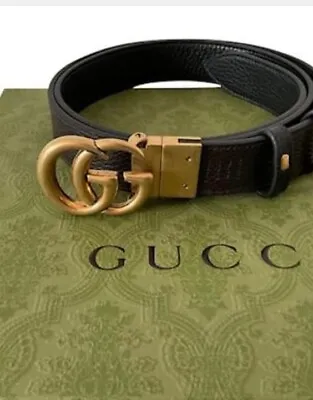 GUCCI BLACK Gold GG Marmont 105cm  42 Reversible Box  Dust Bag • $170