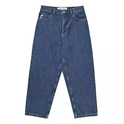 Polar Big Boy Jeans Y2K Pants Streetwear Gothic Cartoon Embroidery Retro Blue • $51.91