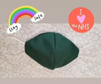 £6 • Buy Adult Dark Green Face Mask Protection Reversible Washable Double Cotton New