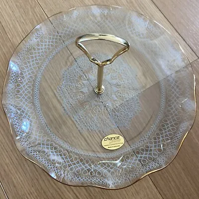 Chance Glass Afternoon Tea Serving Plate With Central Handle • £3