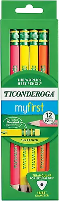 My First Tri-Write Wood-Cased Pencils Pre-Sharpened 2 HB With Erasers Neon C • $14.06