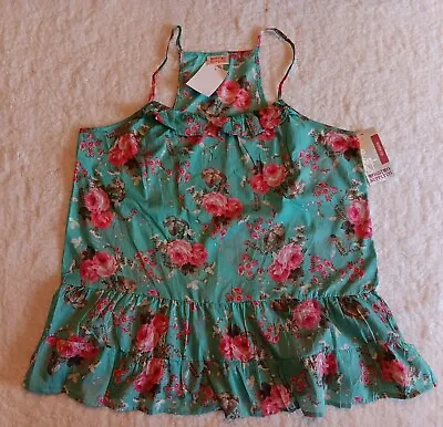 Mossimo Supply Womens Green Jade Floral Racerback Babydoll Tank Top Size XXL NWT • $7.94
