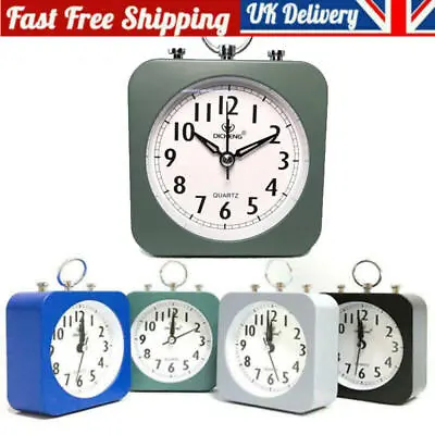 £7.79 • Buy Silent Alarm Clock Modern Square Quartz Movement Bedside Analog Dial Desk UK