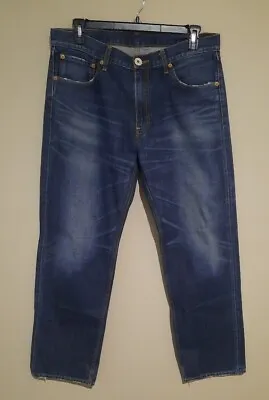 W36 L33 Levi's 503 Dark Distressed Blue Stonewash Men's Designer Denim Jeans • $30
