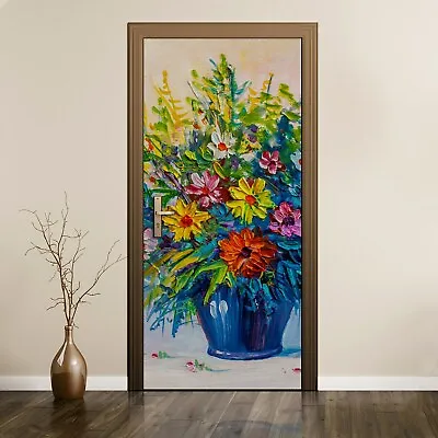 £48.95 • Buy Removable Door Sticker Mural Home Decor Decal Painting Abstract Flowers Picture