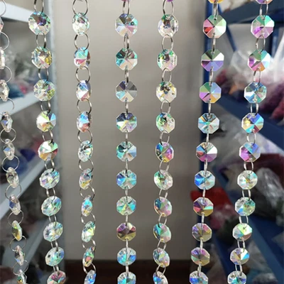 £10.64 • Buy 40 Pcs Multi Color Chandelier Glass Octagon 14MM Suncatcher Loose Crystals Beads