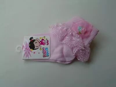 £3.75 • Buy Girls Bridesmaid Holy Communion Organza Frill Pink Flower Detail Ankle Socks 1-3