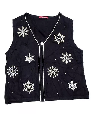 Black - Vintage UGLY Christmas Sweater Vest - LADIES - SMALL • $32.95