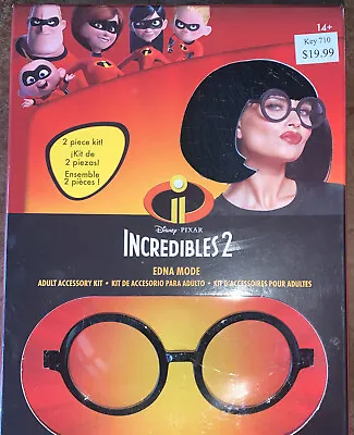 Womens Mrs Incredible Halloween Costume Accessories WIG GLASSES Black Bob NEW • $50