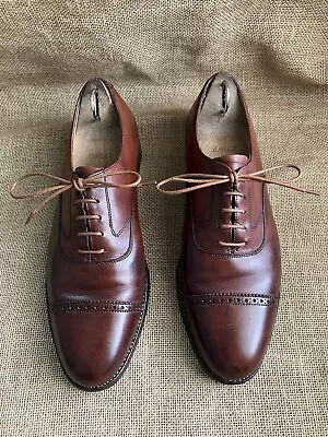 Crockett & Jones X Brooks Brothers Brown Leather Cap Toe Derby Shoes Sz US 8.5 D • $143