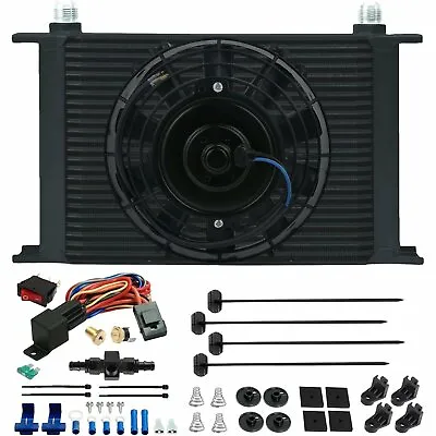 $119.95 • Buy 25 Row Engine Transmission Oil Cooler Fan 6an In-line 180'f Thermostat Wire Kit