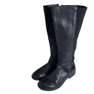 Me Too Riding Boots Women’s 7.5M Danya Black Leather Fabric Inside Zip • $34.88