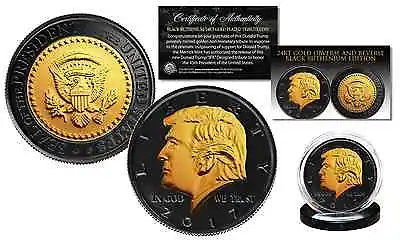 $26.73 • Buy Donald Trump BLACK RUTHENIUM & 24K GOLD Clad OFFICIAL Tribute USA Coin With COA