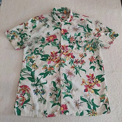 Tommy Jeans 1985 Mens 2XL Linen Blend Floral Short Sleeve Button Up Shirt • $18.99