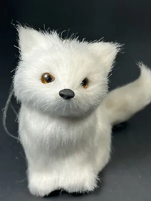 Faux Fur Over Plastic Mold Ornament Snow Silver Fox Cub • $15