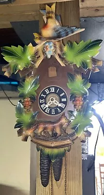 Rare Vintage 1960s German Loon And Fox “Sour Grapes” Cuckoo Clock Tested • $159.99
