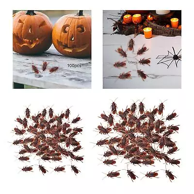 100 Pieces Fake Roaches Toys Funny Party Favors Animal Toys Realistic • £5.72