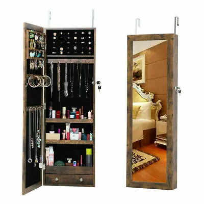 Wall Door Jewelry Armoire Cabinet With Full-Length Mirror Lockable Large Storage • $129.99