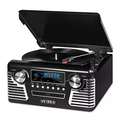 Victrola V50-200 50's Retro 3-Speed Bluetooth CD Turntable Black • $118.75