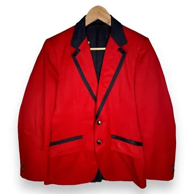 Vintage Cherry Red Tuxedo Coat Sport Coat Black Trim • $49.99