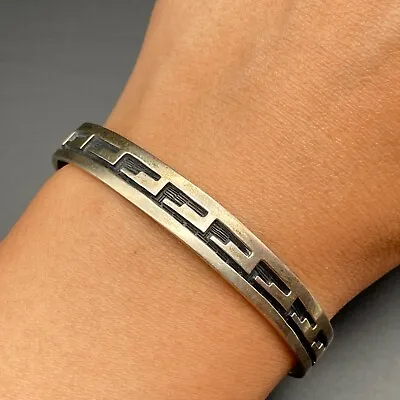 Vintage Southwestern Hopi Style Sterling Silver Bracelet Cuff 6-7/8  • $100