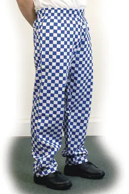 Unisex Large White & Blue Check Chef TrousersChef's Baggies Hygiene Clothing  • £16.95