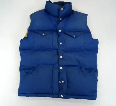 Vintage The North Face Down Vest Men's Medium Brown Label Blue Pockets USA Made • $45.95