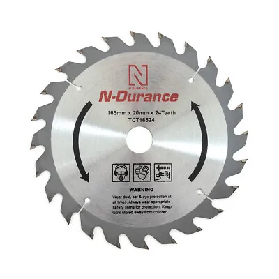 N-Durance Circular Saw Blade 165 X 20mm 24T  TCT16524 Suitable For Makita Dewalt • £9.49