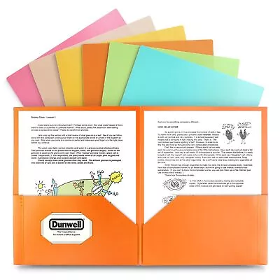 Dunwell Pastel Folders With Pockets - (6 Pack) 2 Pocket Plastic Folders Assorte • $14.86