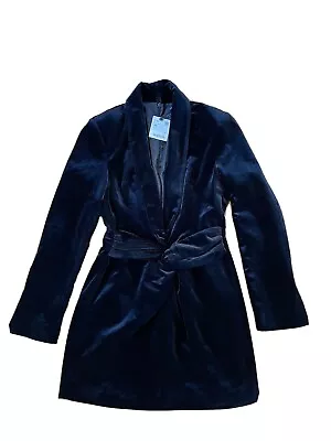 Zara Black Collared Blazer Style Mini Velvet/dress With Shoulder Pads Size M New • $65