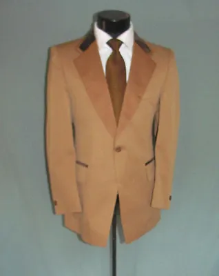 Incredible Vintage Beige And Brown Men One Button Tuxedo Dinner Jacket 37 R NWOT • $70