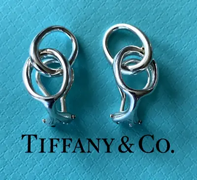 Tiffany & Co Elsa Peretti  Double Loop Earrings  Clip On Sterling Silver 925 • $219.95